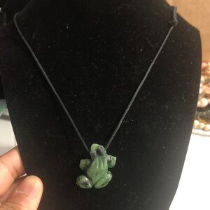 Vintage Emerald Frog Pendant Necklace